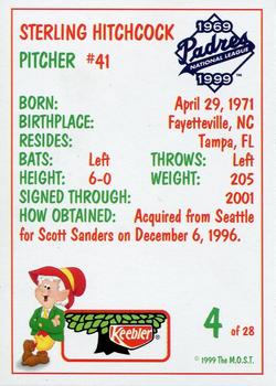 1999 Keebler San Diego Padres #4 Sterling Hitchcock Back