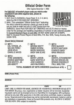 1993 Duracell Power Players II - Checklists / Headers #4 Checklist / Header 4 Back