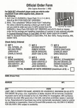 1993 Duracell Power Players II - Checklists / Headers #6 Checklist / Header 6 Back