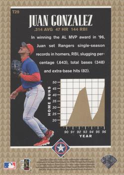 1997 Collector's Choice - Toast of the Town #T29 Juan Gonzalez Back
