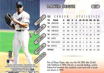 1997 Donruss #187 David Segui Back