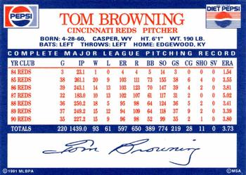 1991 Pepsi Cincinnati Reds #NNO Tom Browning Back