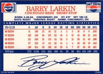 1991 Pepsi Cincinnati Reds #NNO Barry Larkin Back