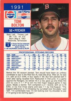1991 Pepsi Boston Red Sox #NNO Tom Bolton Back