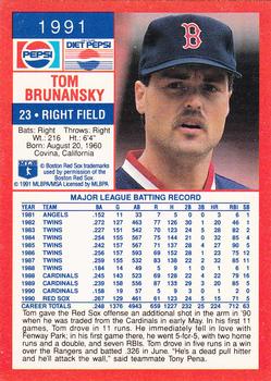 1991 Pepsi Boston Red Sox #NNO Tom Brunansky Back