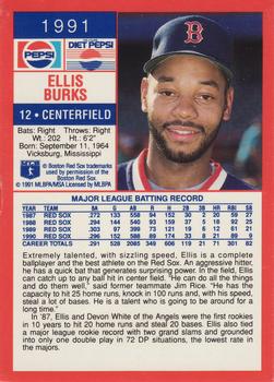 1991 Pepsi Boston Red Sox #NNO Ellis Burks Back