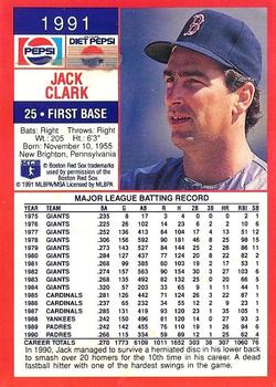 1991 Pepsi Boston Red Sox #NNO Jack Clark Back