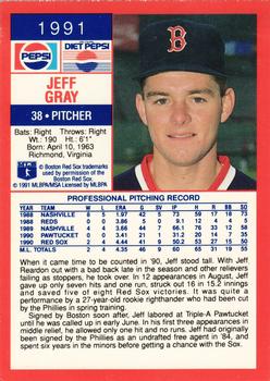 1991 Pepsi Boston Red Sox #NNO Jeff Gray Back