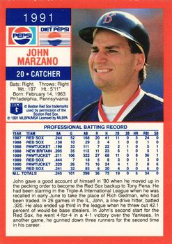 1991 Pepsi Boston Red Sox #NNO John Marzano Back