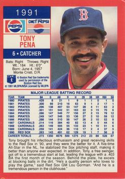 1991 Pepsi Boston Red Sox #NNO Tony Pena Back