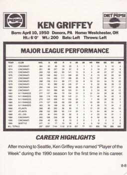 1991 Pepsi Griffeys #8 Ken Griffey Back