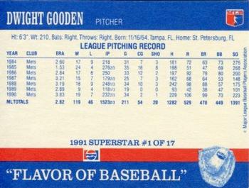 1991 Pepsi Superstars #1 Dwight Gooden Back
