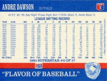 1991 Pepsi Superstars #2 Andre Dawson Back