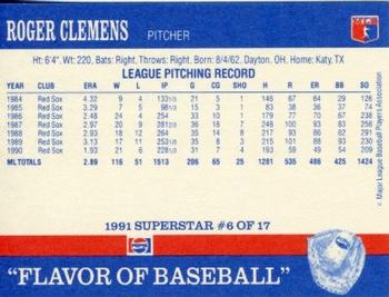 1991 Pepsi Superstars #6 Roger Clemens Back