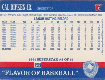 1991 Pepsi Superstars #8 Cal Ripken Jr. Back