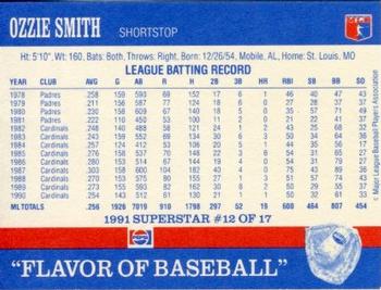1991 Pepsi Superstars #12 Ozzie Smith Back