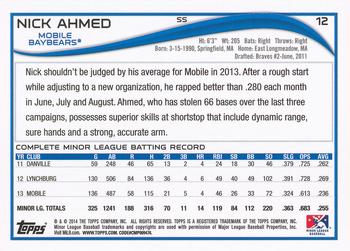 2014 Topps Pro Debut #12 Nick Ahmed Back