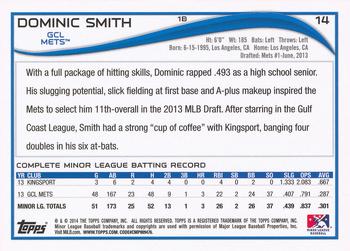 2014 Topps Pro Debut #14 Dominic Smith Back