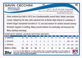 2014 Topps Pro Debut #15 Gavin Cecchini Back