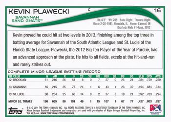 2014 Topps Pro Debut #16 Kevin Plawecki Back