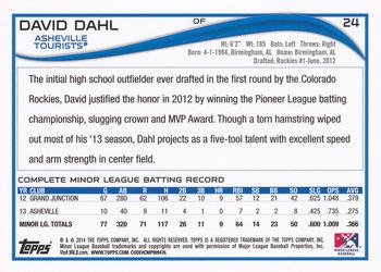 2014 Topps Pro Debut #24 David Dahl Back