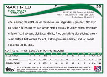 2014 Topps Pro Debut #28a Max Fried Back