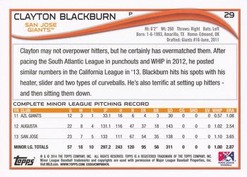 2014 Topps Pro Debut #29 Clayton Blackburn Back