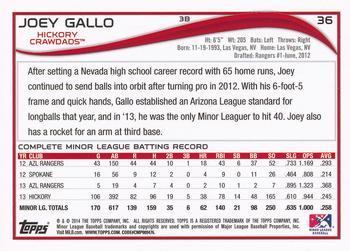 2014 Topps Pro Debut #36 Joey Gallo Back