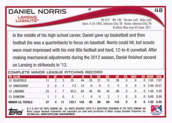 2014 Topps Pro Debut #48 Daniel Norris Back