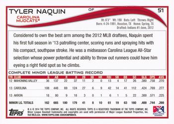 2014 Topps Pro Debut #51 Tyler Naquin Back