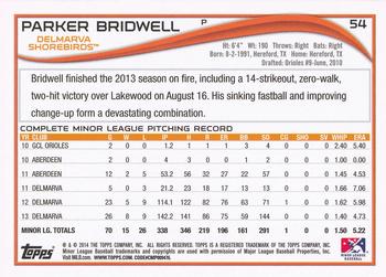 2014 Topps Pro Debut #54 Parker Bridwell Back