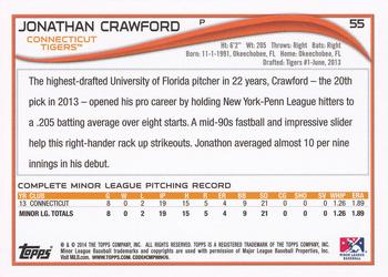 2014 Topps Pro Debut #55 Jonathon Crawford Back