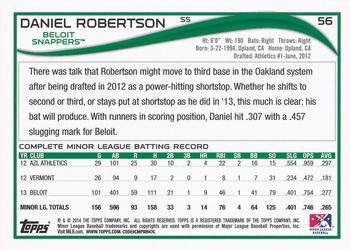 2014 Topps Pro Debut #56 Daniel Robertson Back