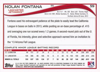 2014 Topps Pro Debut #59 Nolan Fontana Back