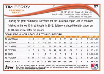 2014 Topps Pro Debut #67 Tim Berry Back