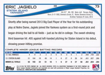 2014 Topps Pro Debut #73 Eric Jagielo Back