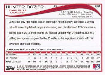 2014 Topps Pro Debut #89 Hunter Dozier Back