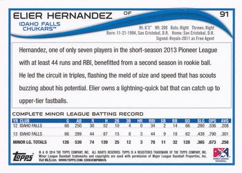 2014 Topps Pro Debut #91 Elier Hernandez Back