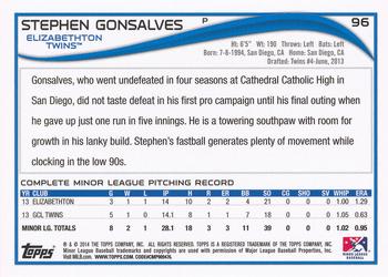 2014 Topps Pro Debut #96 Stephen Gonsalves Back