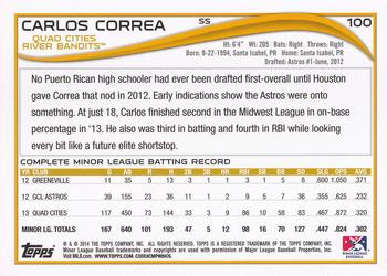 2014 Topps Pro Debut #100b Carlos Correa Back