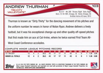 2014 Topps Pro Debut #103 Andrew Thurman Back