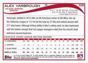 2014 Topps Pro Debut #105 Alex Yarbrough Back