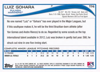 2014 Topps Pro Debut #114 Luiz Gohara Back