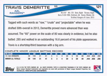 2014 Topps Pro Debut #121 Travis Demeritte Back