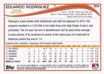 2014 Topps Pro Debut #124 Eduardo Rodriguez Back