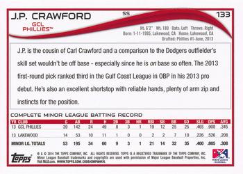 2014 Topps Pro Debut #133b J.P. Crawford Back