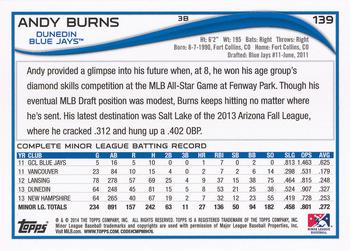 2014 Topps Pro Debut #139 Andy Burns Back