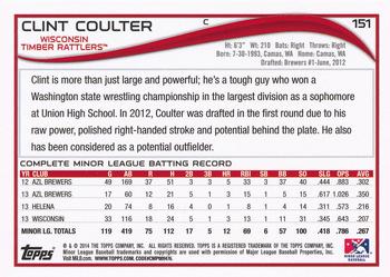 2014 Topps Pro Debut #151 Clint Coulter Back
