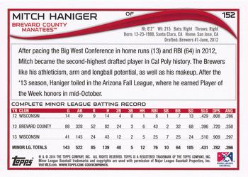 2014 Topps Pro Debut #152 Mitch Haniger Back