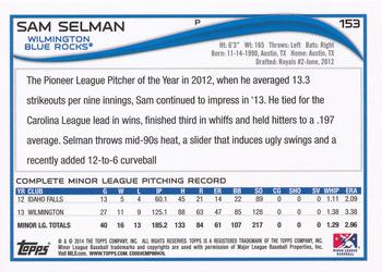 2014 Topps Pro Debut #153 Sam Selman Back